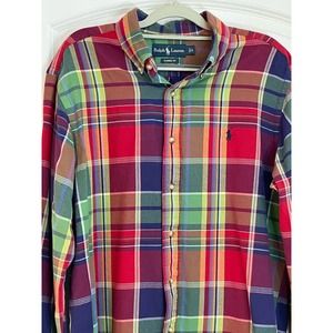 Ralph Lauren Classic Fit Plaid Oxford Button Down Large